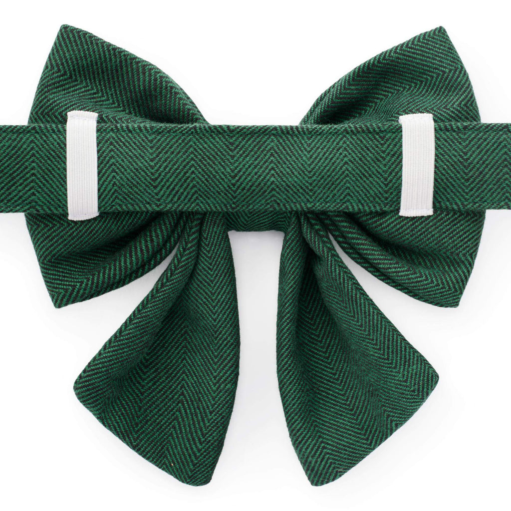 Evergreen Herringbone Flannel Lady Bow Collar
