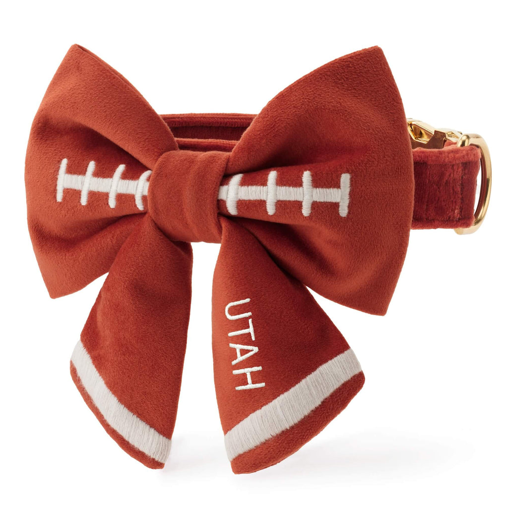 Football Embroidered Lady Bow Collar