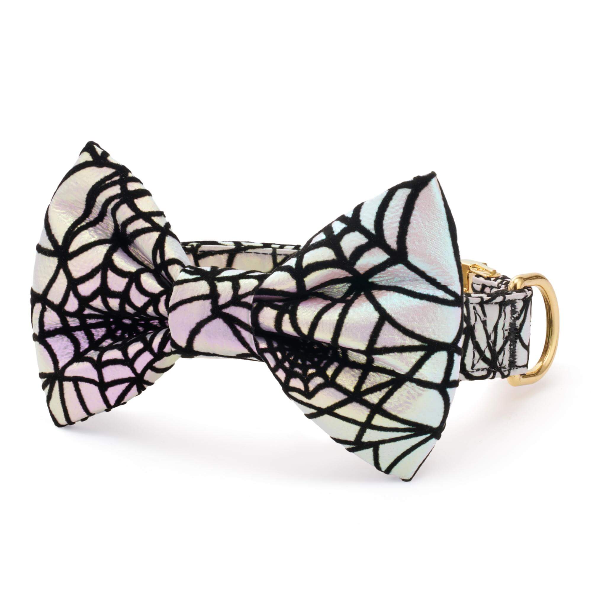 Holographic Spiderweb Bow Tie Collar