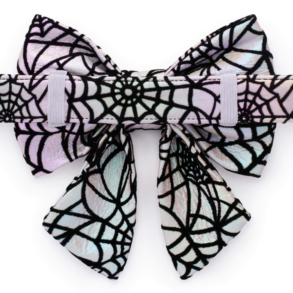 Holographic Spiderweb Lady Bow Collar