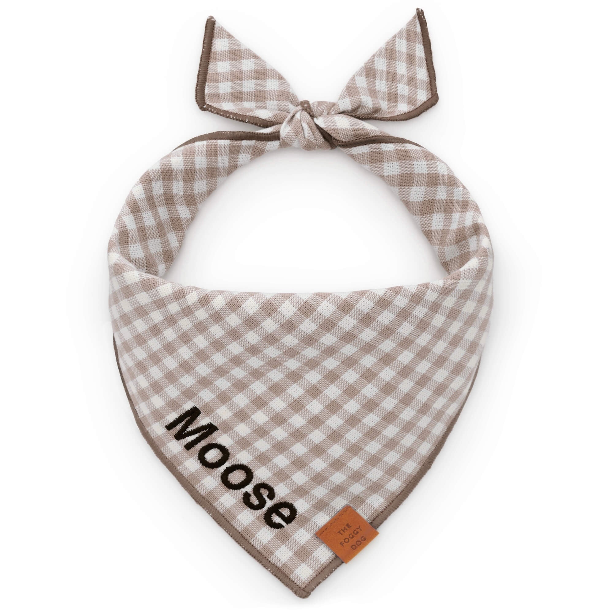Mushroom Brown Gingham Dog Bandana