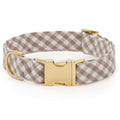 Mushroom Brown Gingham Dog Collar