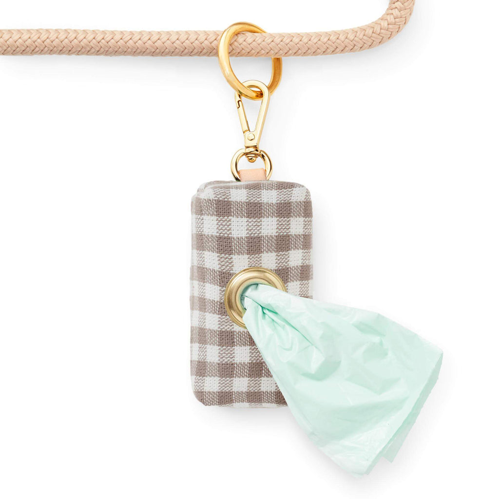 Mushroom Brown Gingham Waste Bag Holder