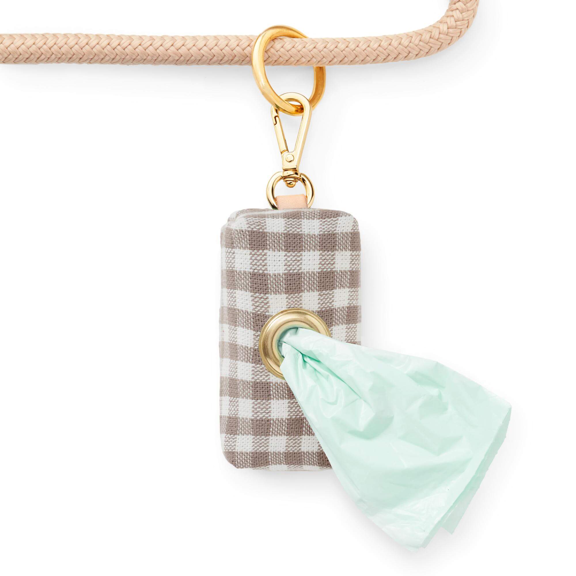 Mushroom Brown Gingham Waste Bag Holder