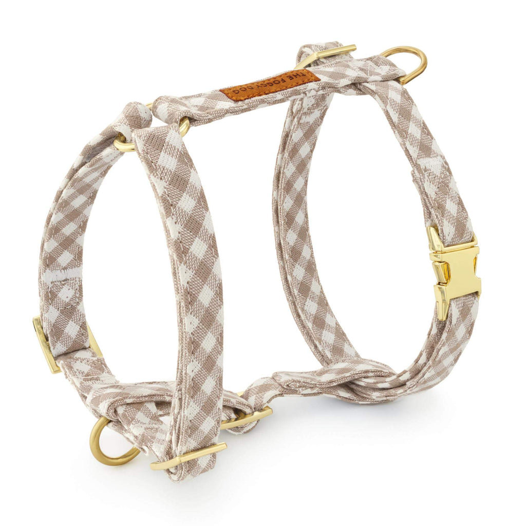 Mushroom Brown Gingham Dog Harness