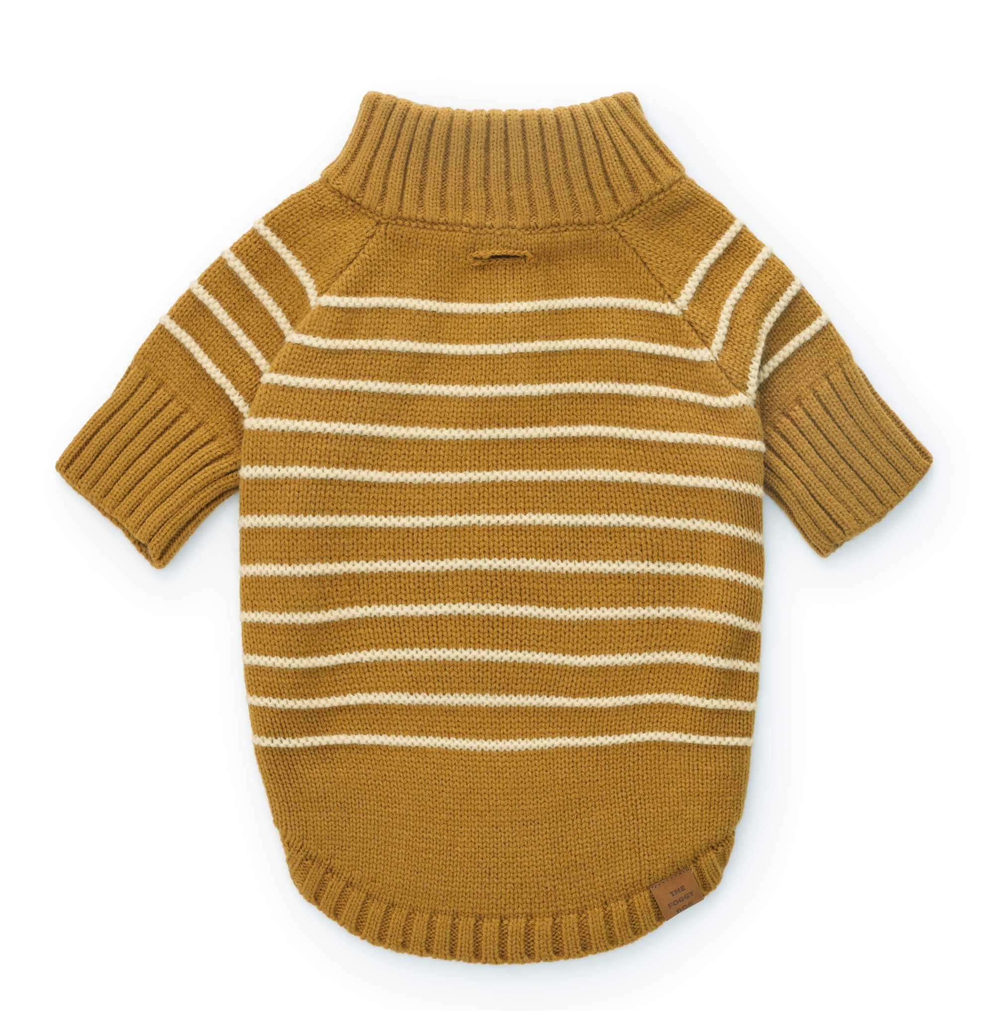 Mustard Stripe Quarter-Zip Dog Sweater