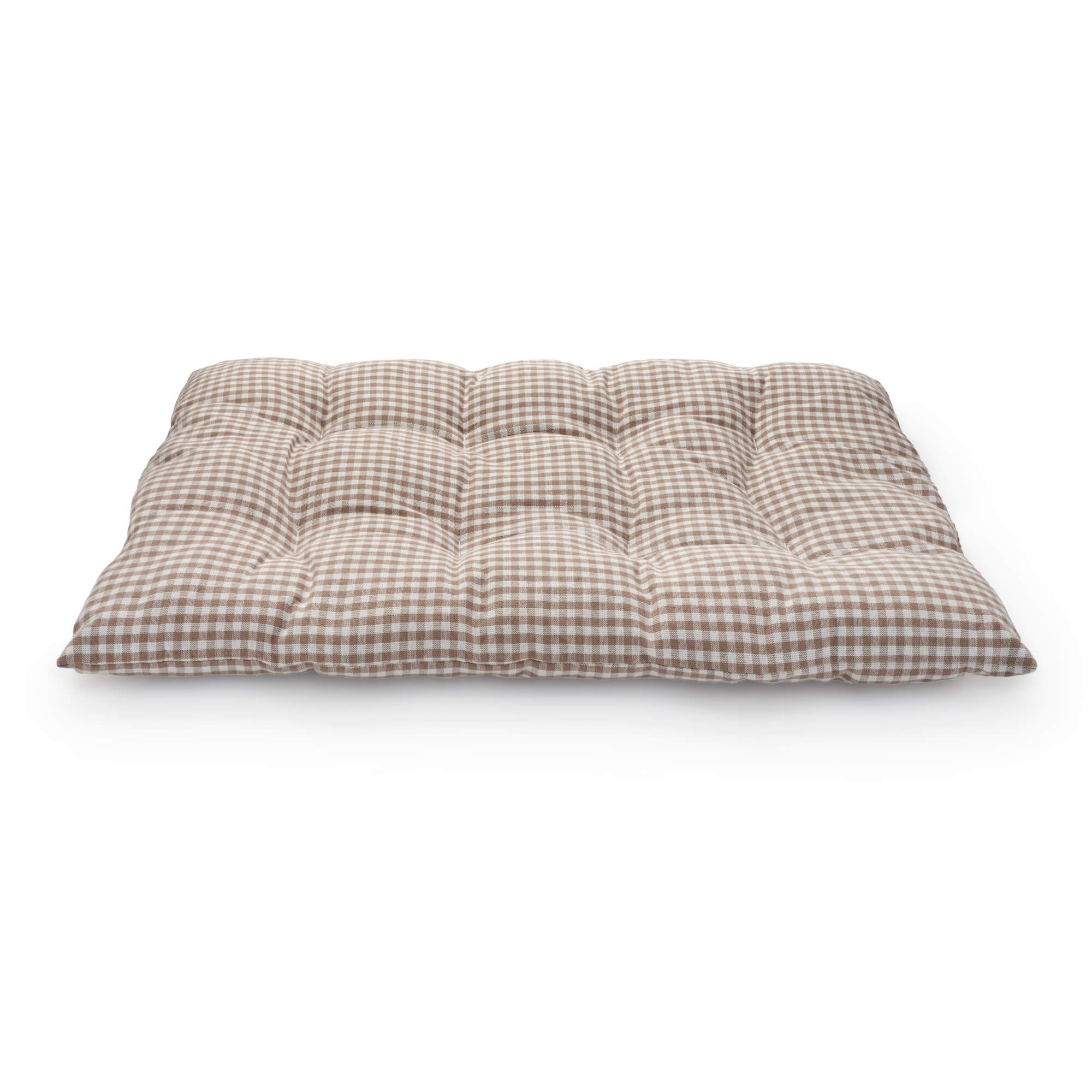 Mushroom Brown Gingham Dog Travel Mat