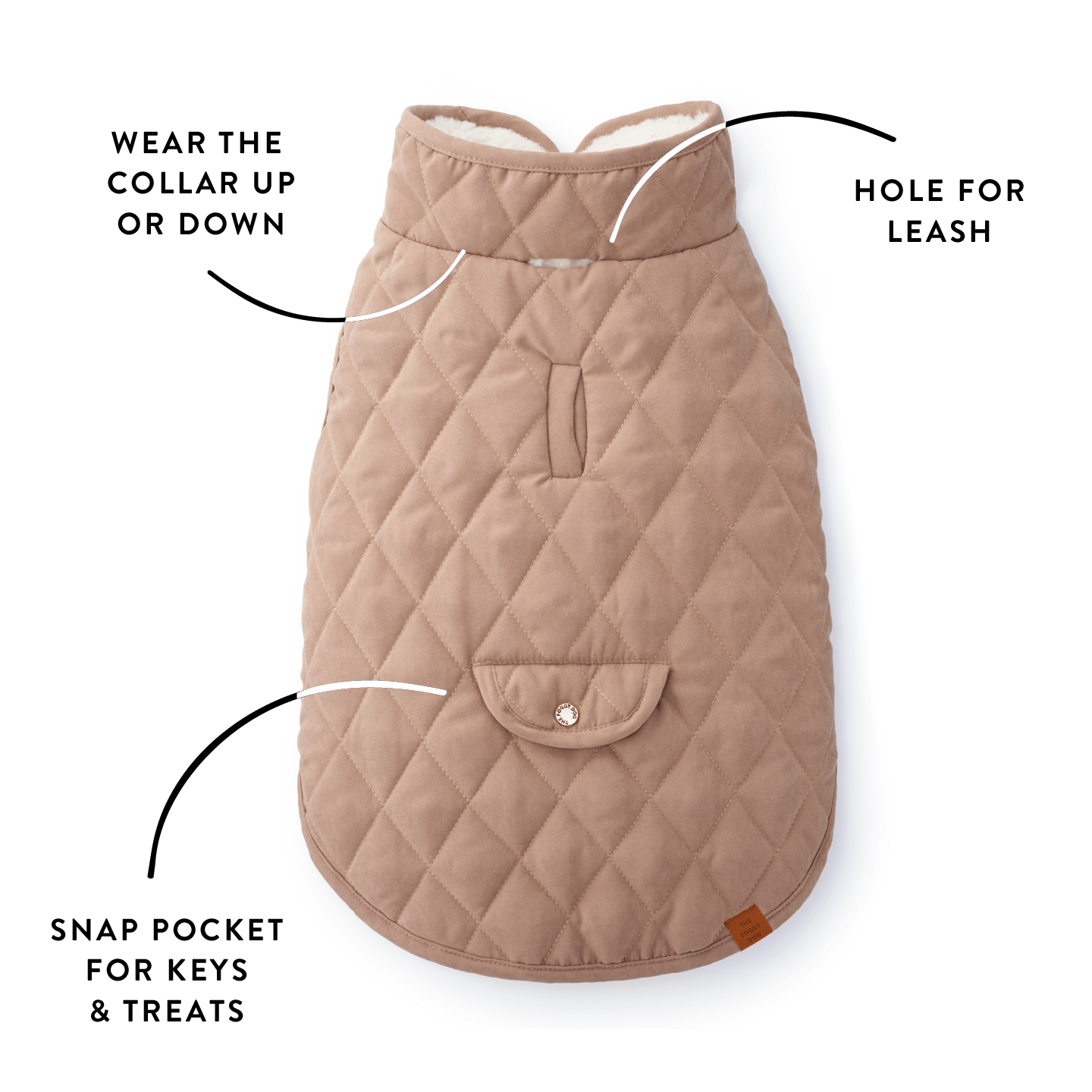 Fawn Sherpa-Lined Reversible Dog Jacket
