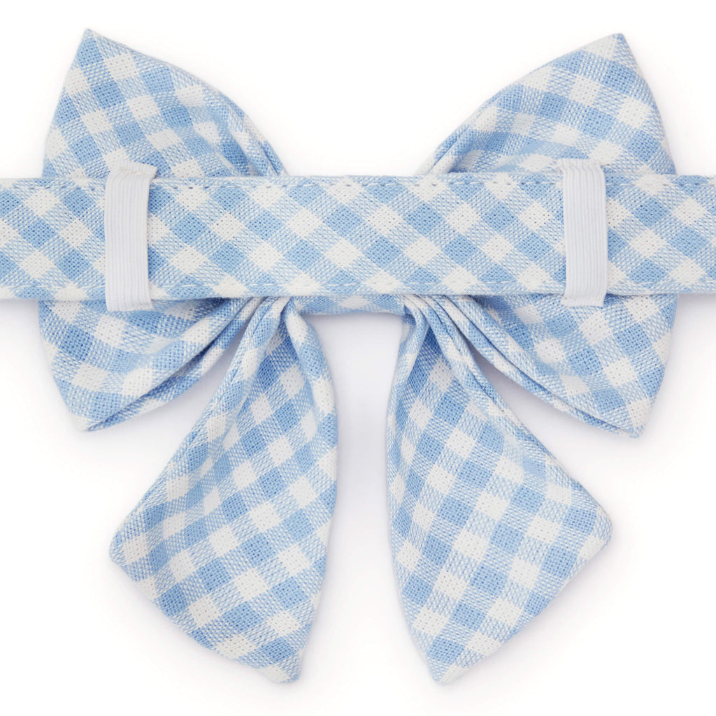 Sky Blue Gingham Lady Bow Collar