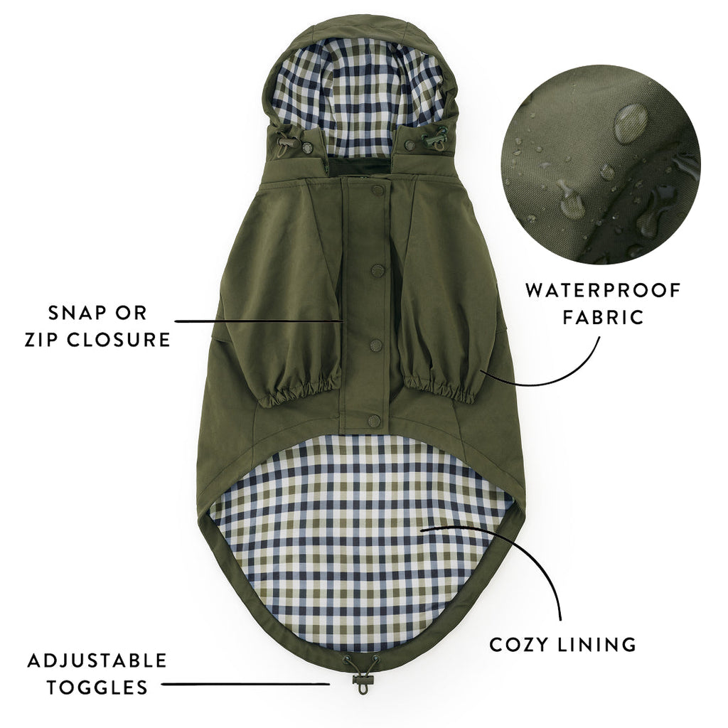 Olive Dog Raincoat