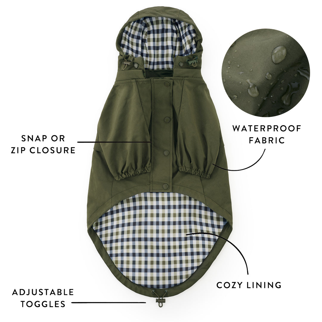 Olive Dog Raincoat