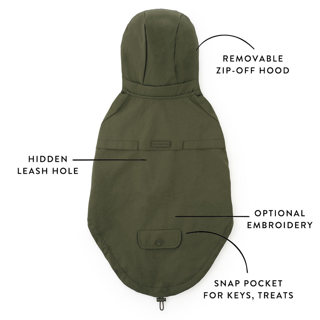 Olive Dog Raincoat