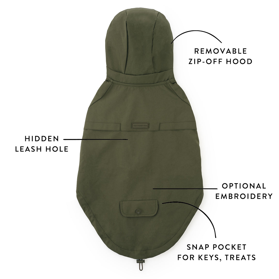 Olive Dog Raincoat
