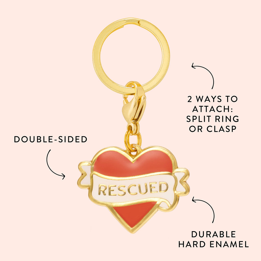 Rescued With Love Collar Charm