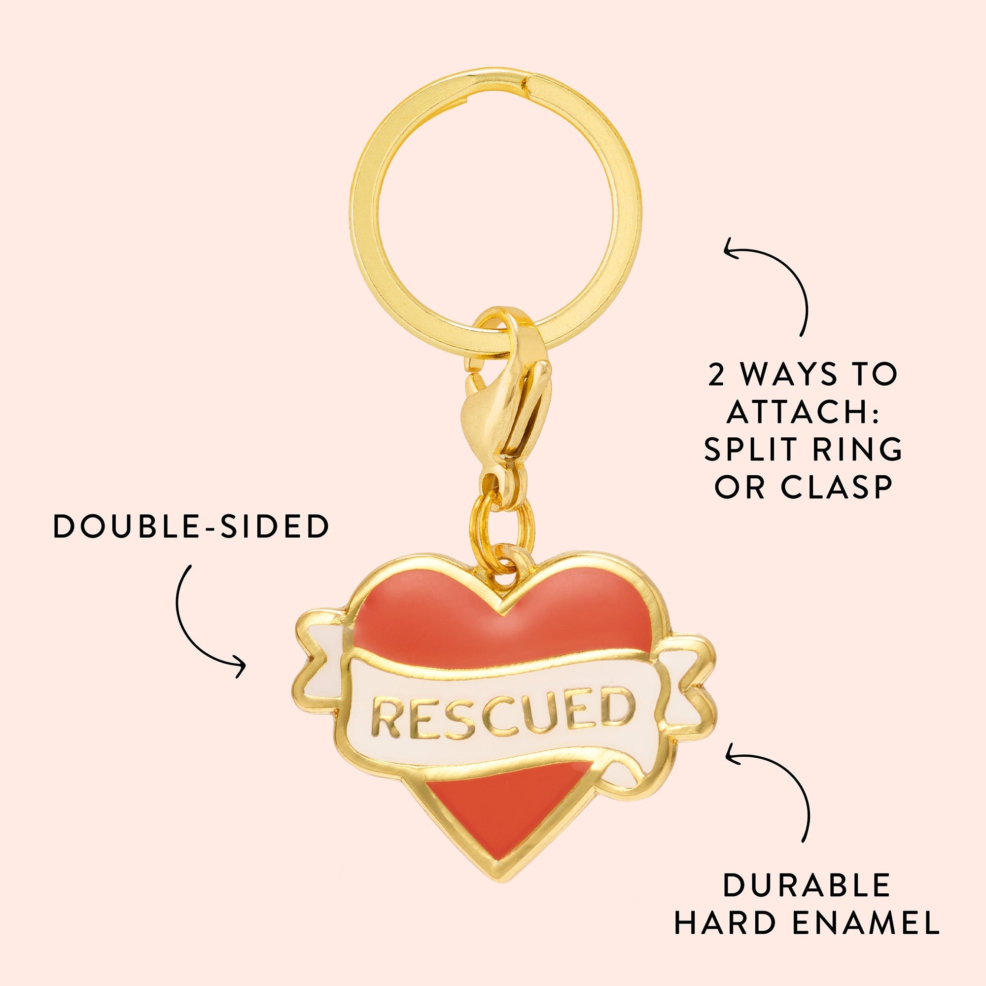 Rescued With Love Collar Charm