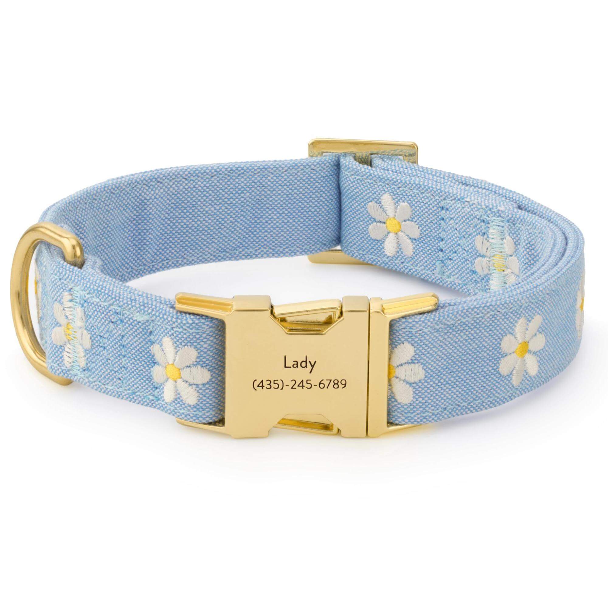 Daisy Embroidered Dog Collar