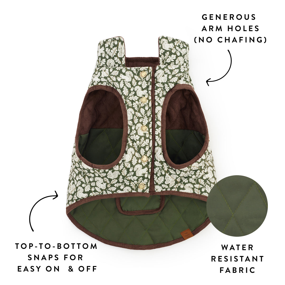 Olive Reversible Dog Jacket