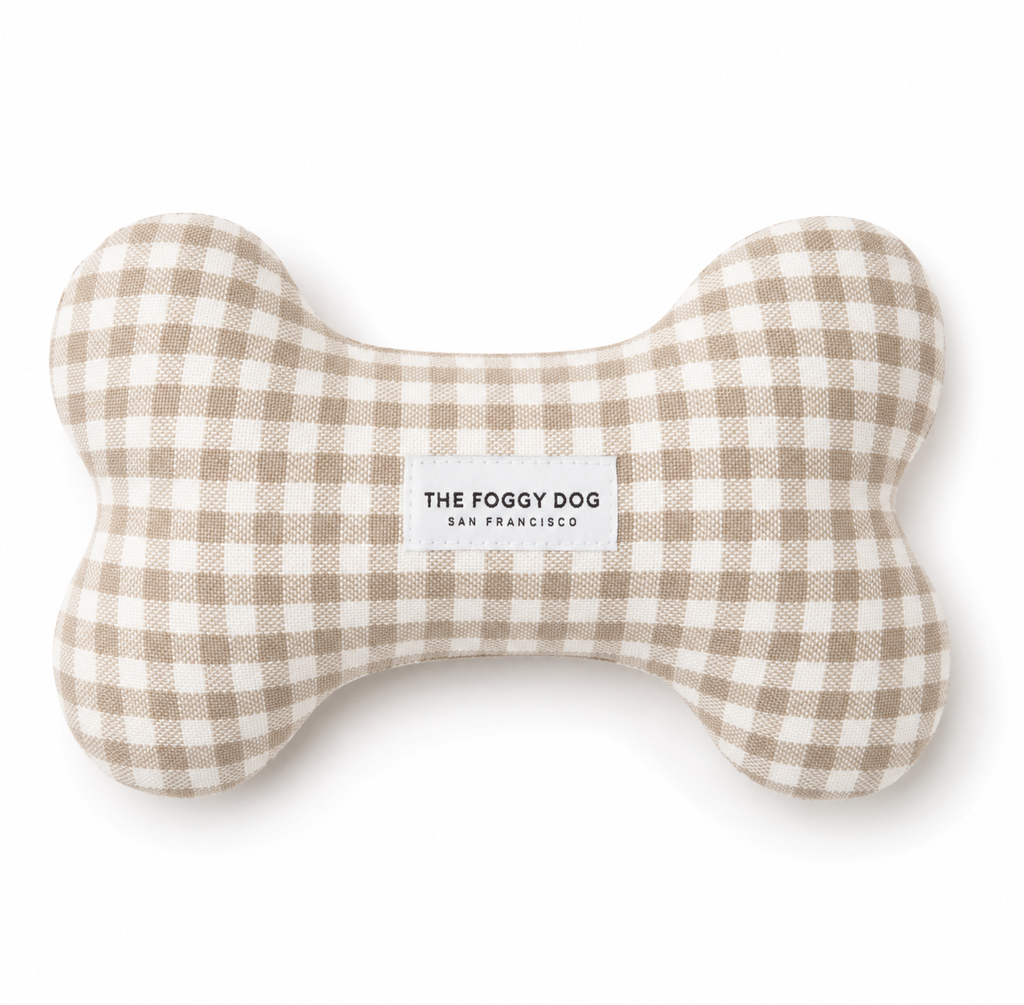 Mushroom Brown Gingham Dog Squeaky Toy