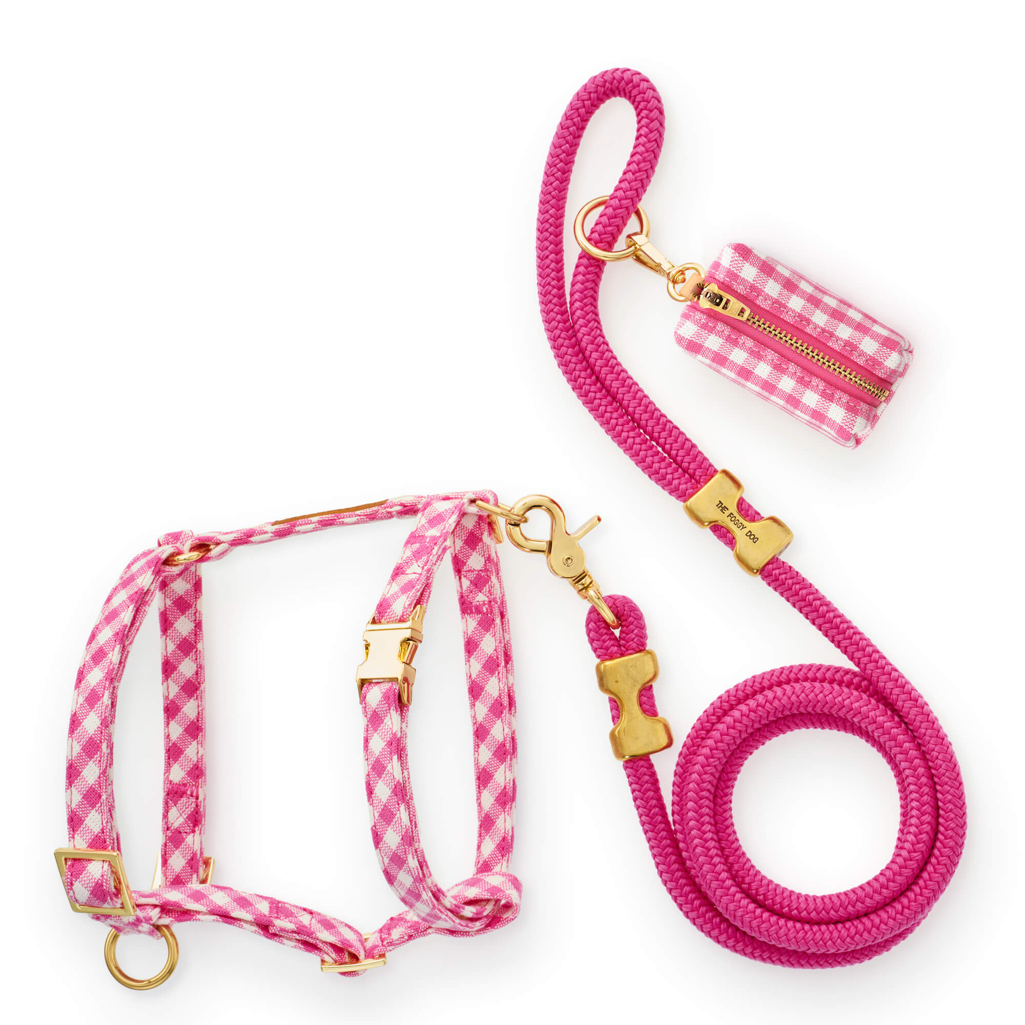 Hot Pink Gingham Harness Walk Set