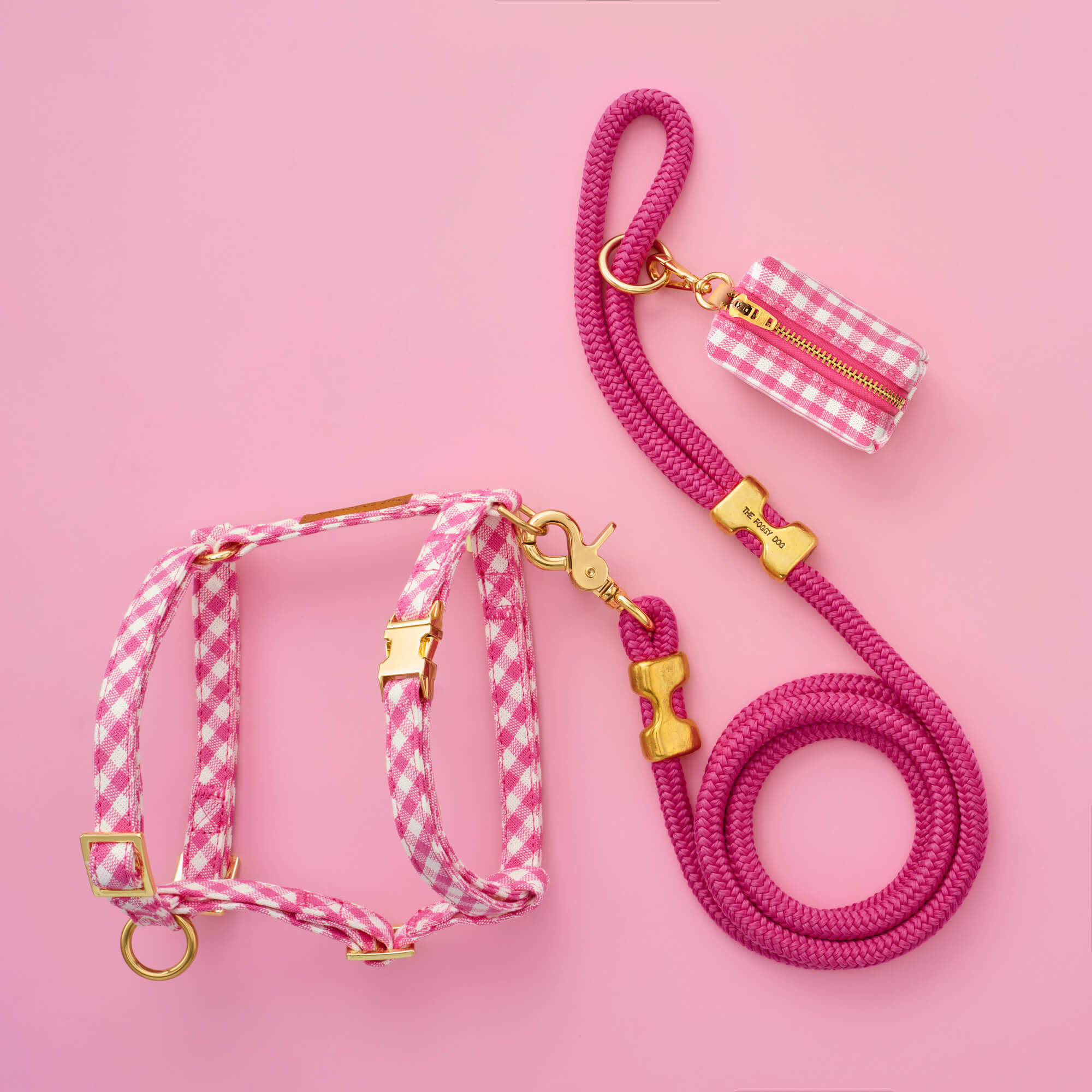 Hot Pink Gingham Harness Walk Set