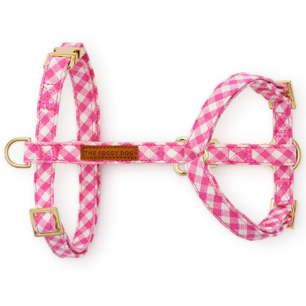 Hot Pink Gingham Dog Harness