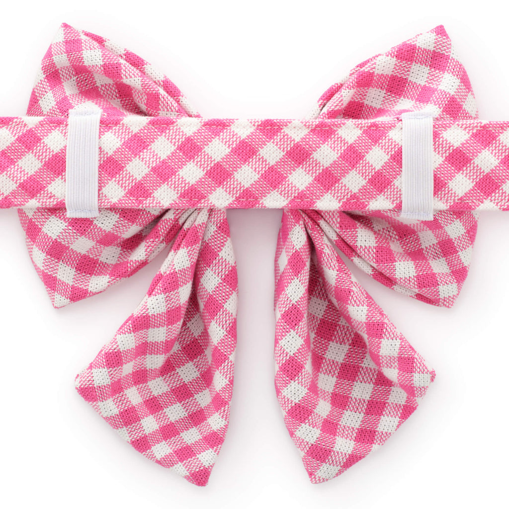 Hot Pink Gingham Lady Bow Collar