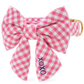 Hot Pink Gingham Lady Bow Collar