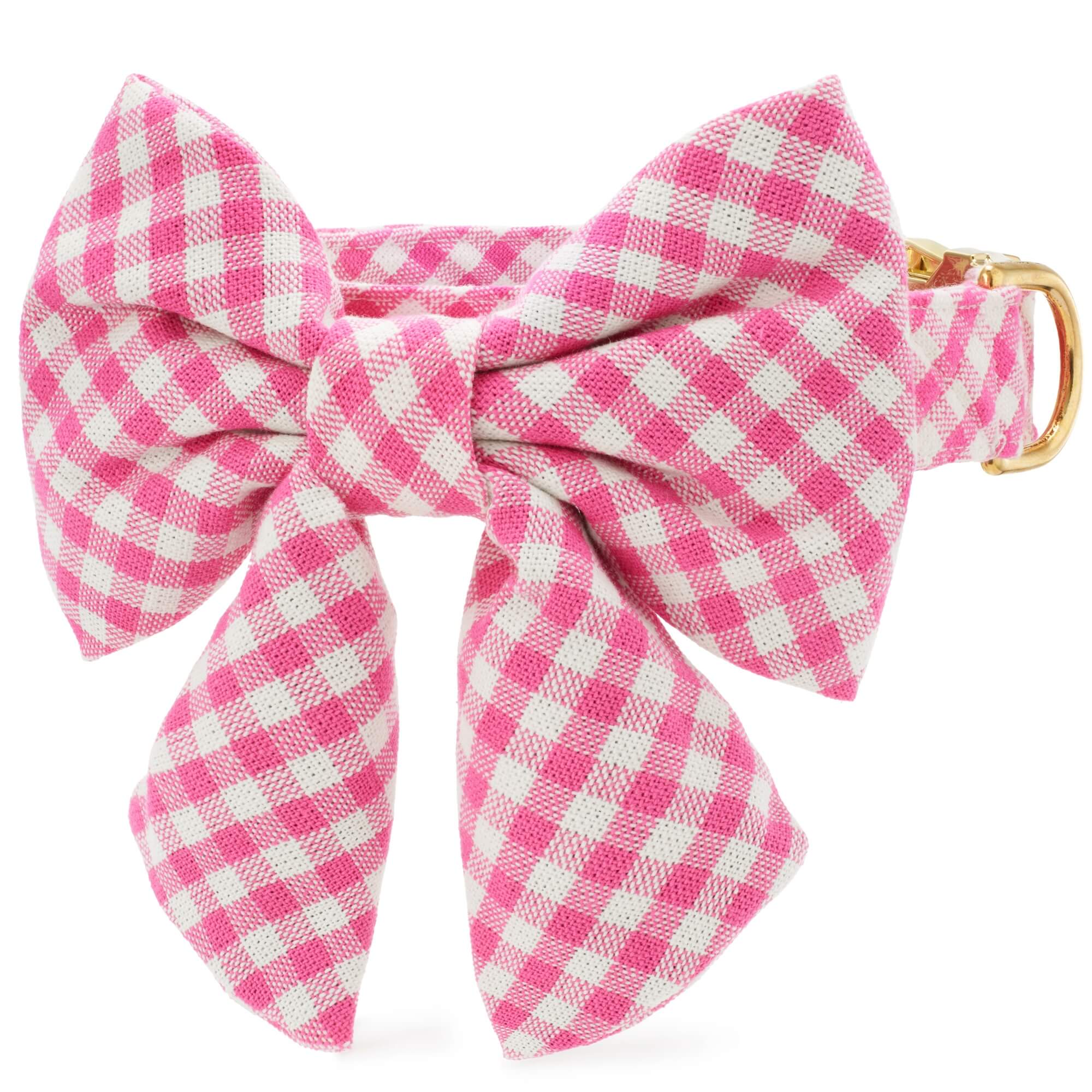 Hot Pink Gingham Lady Bow Collar