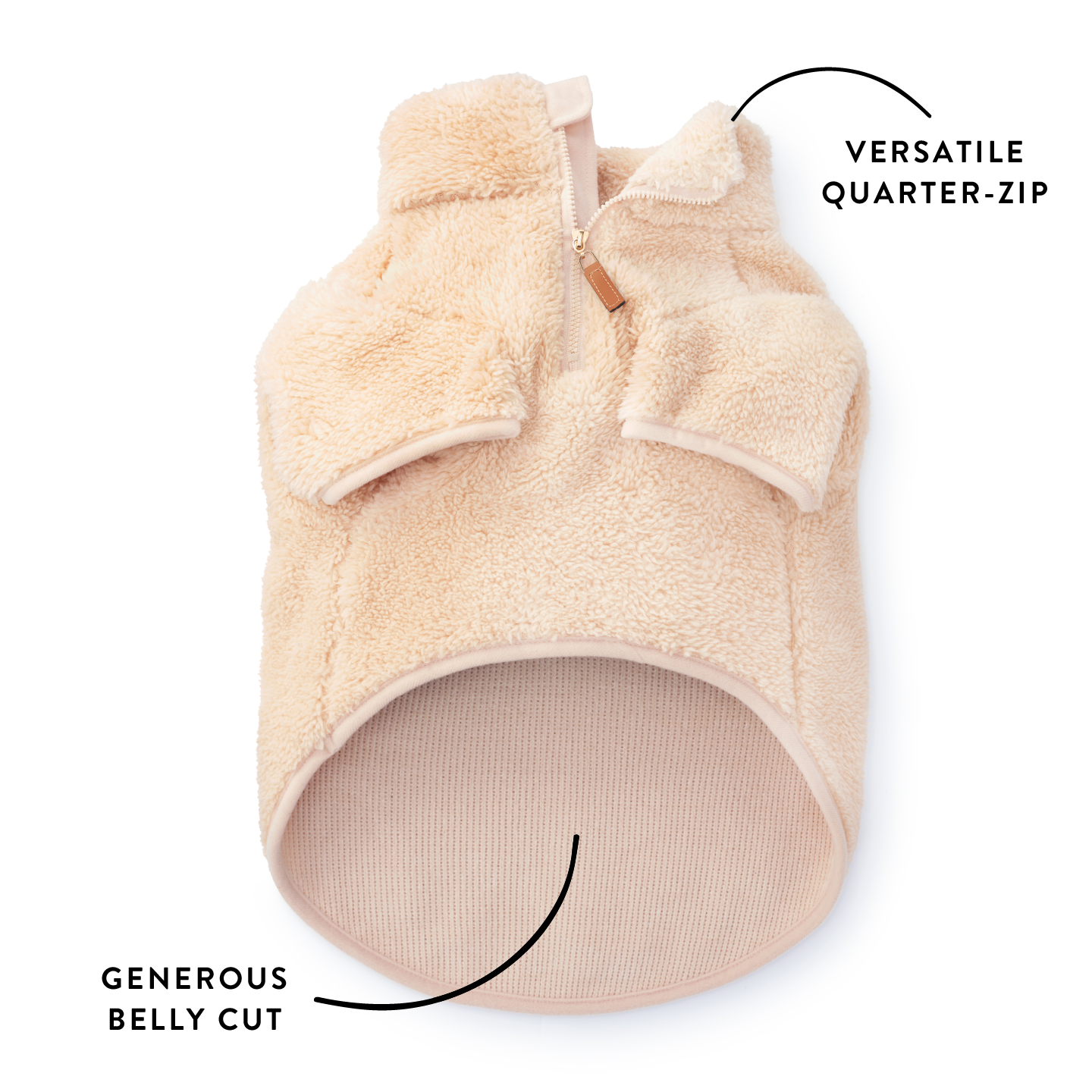 Wheat Quarter-Zip Sherpa Dog Jacket
