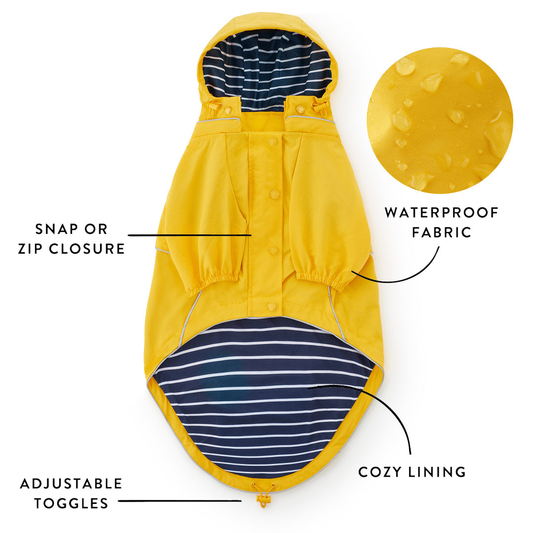Bright Yellow Reflective Dog Raincoat